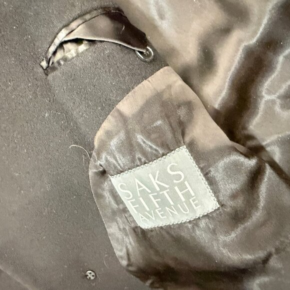 Saks Fifth Avenue Loro Piana Men's Black Coat Wool Cashmere Luxury 46L - Picture 9 of 13